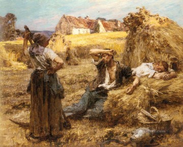 Leon Augustin Lhermitte Painting - Le Reveil Du Faucheur rural scenes peasant Leon Augustin Lhermitte